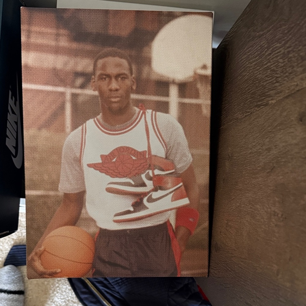 Vintage Basketball Canvas Art with Sneaker Graphic